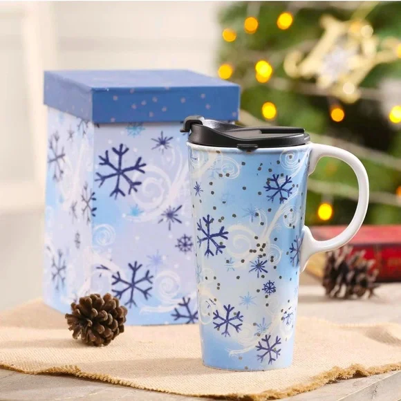 Topadorn Coffee Ceramic Mug With Lid in Gift Box - Picture 1 of 6